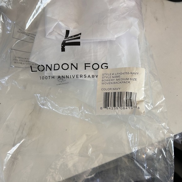 London Fog Navy Woven Backpack 100th Anniversary‎ New $108 MSRP Bowery Medium Sz main image 8
